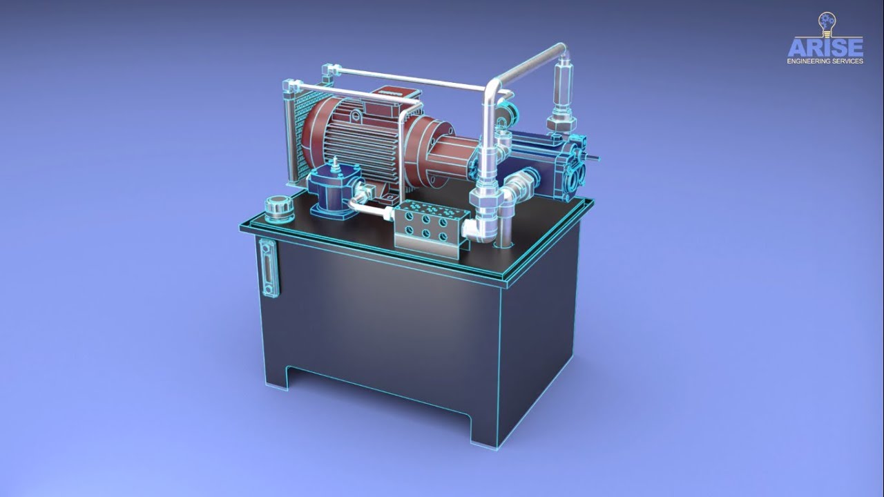 Hydraulic Power pack 3D Animation Demo