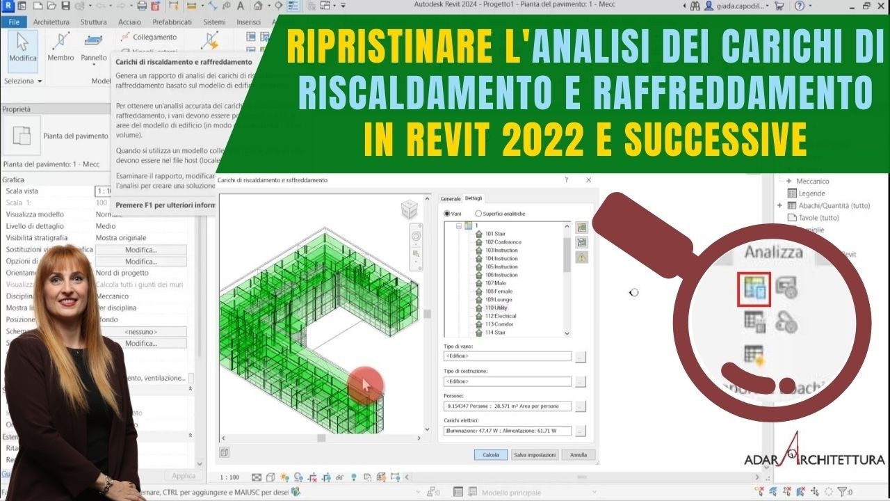 Ripristinare l'analisi dei Carichi di Riscaldamento e Raffreddamento in Revit 2022 e successive