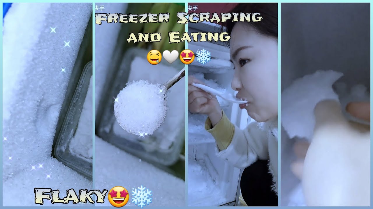 *ASMR* FREEZER ICE SCRAPING, FROST ICE EATING, SO CRUNCHYYY🤩🤍❄🤤