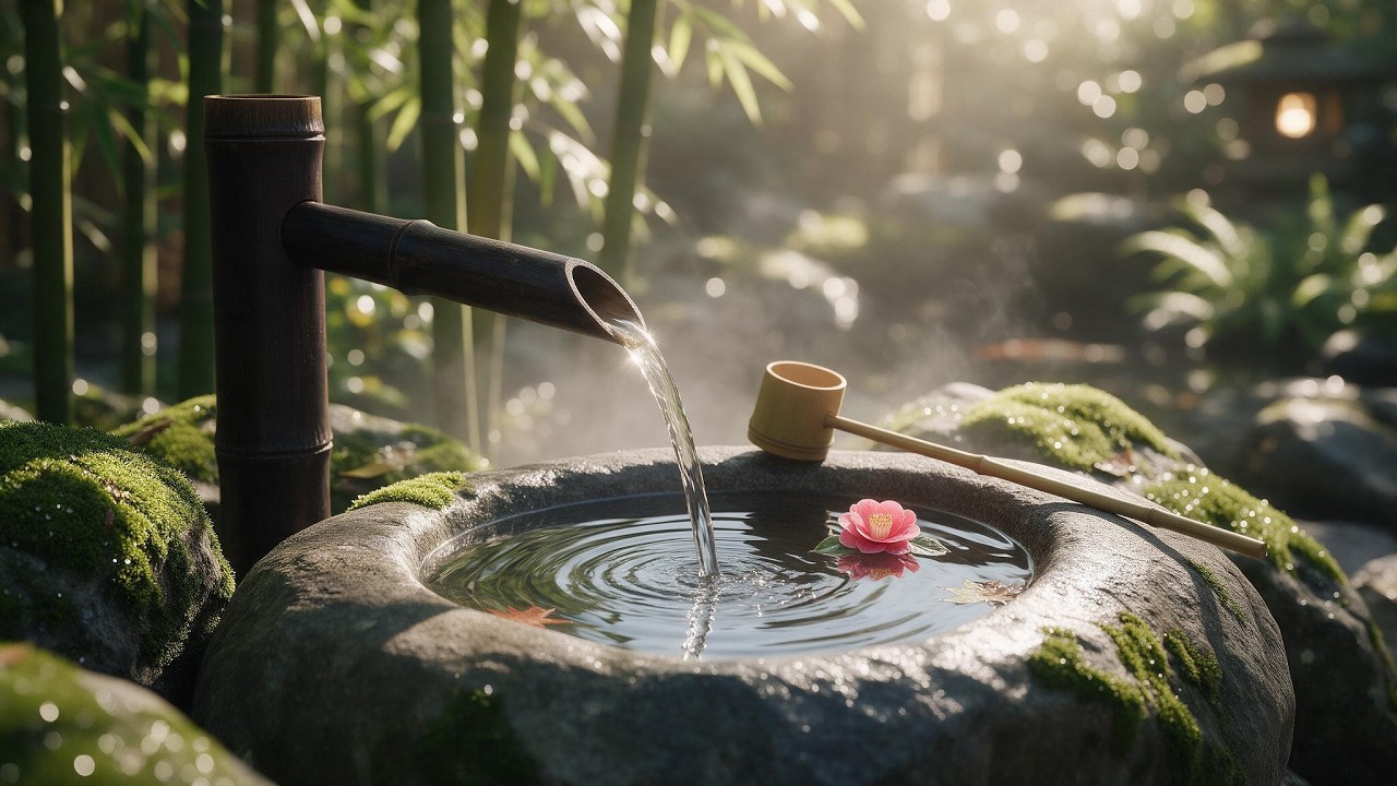 Bamboo Water Fountain Sounds & Gentle Piano  2 Hours Zen Garden Ambience for Deep Sleep & Meditation