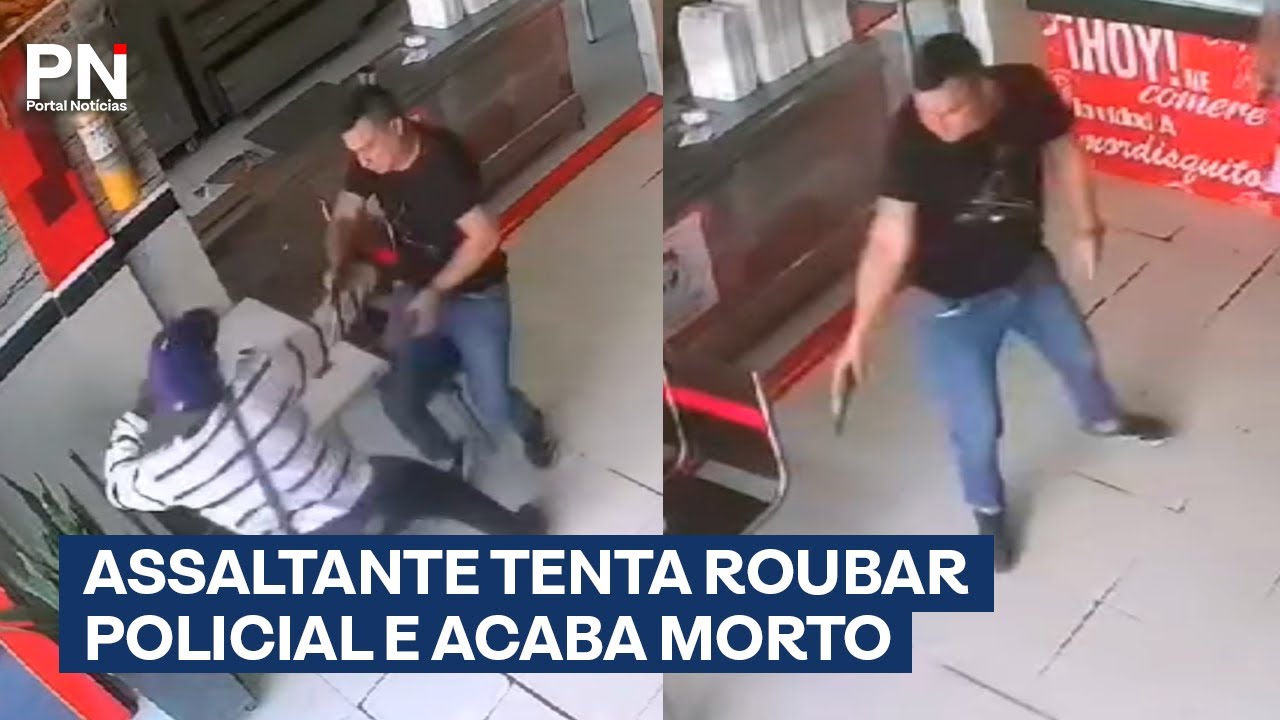 Policial reage a assalto e atira em ladr&atilde;o dentro de restaurante