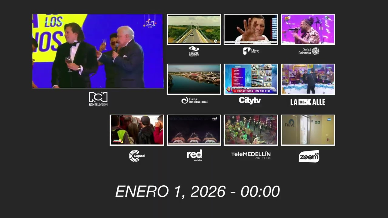 Llegada del 2026 en la televisión colombiana - 31/12/2025 23:58 a 01/01/2026 00:03