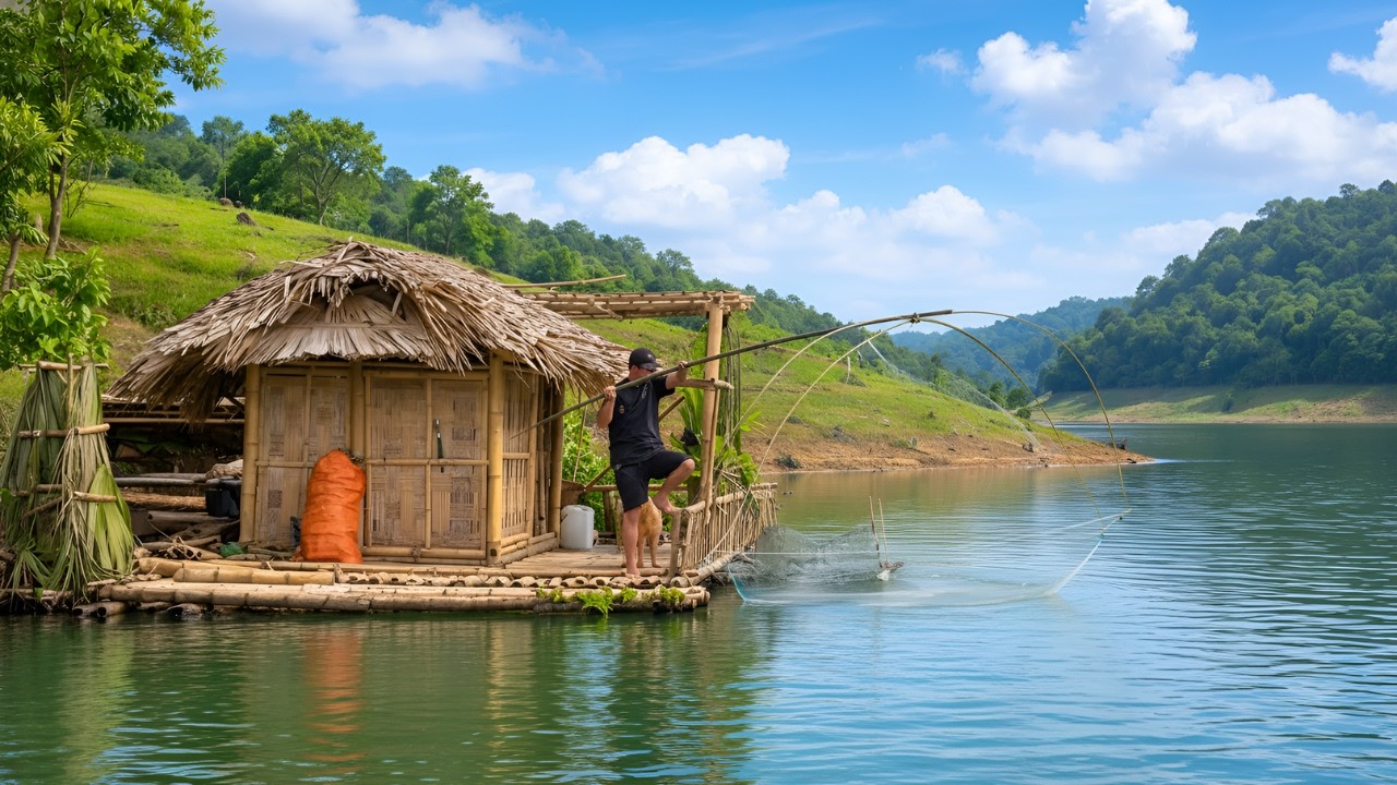 Fishing with nets, caring for livestock - Building fish cages, constructing corridors for shelters