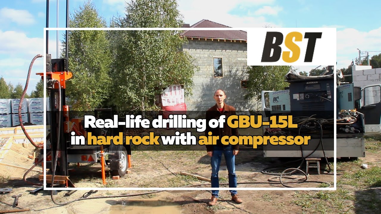 Real-life drilling with GBU-15L in hard rock with air compressor