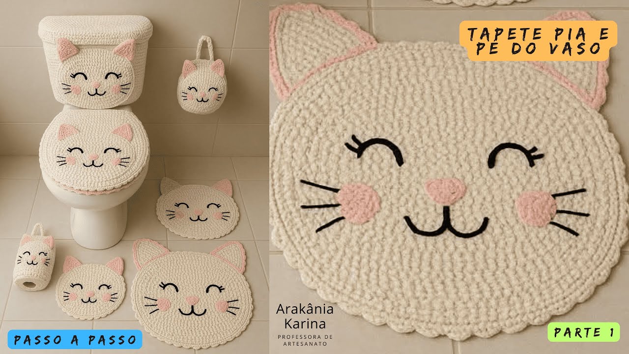 Jogo de banheiro de gatinho - que coisa mais fofa, não tem como não se apaixonar 🥰💓😍 - PARTE 1
