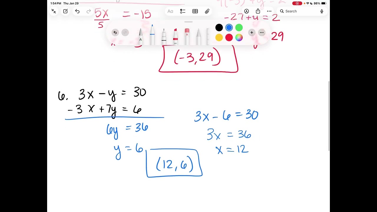 Algebra 1 7.3 Solve Linear Systems by Adding and subtracting