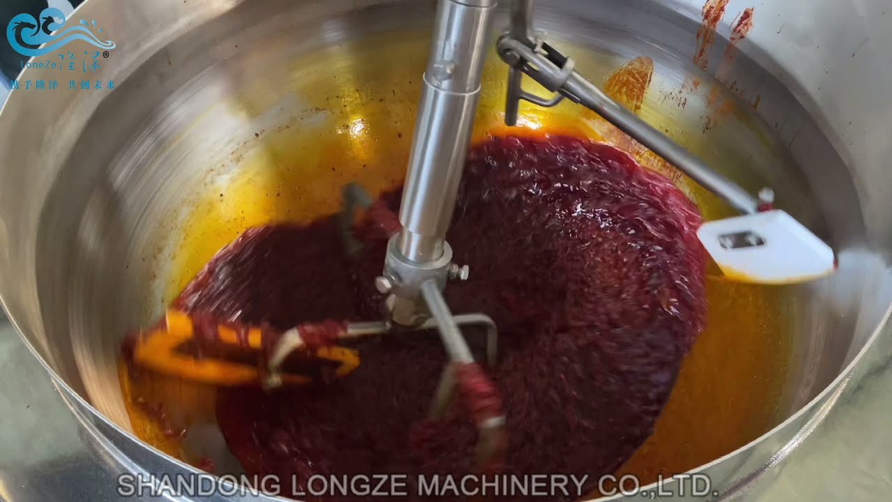 Longze Machinery-Industrial Chili Sauce Cooking Mixer Machine Can Fry 100kg In One Pot