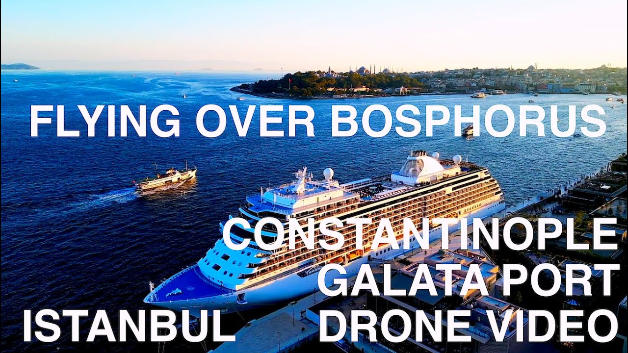 Flying over Bosphorus Galata Port Istanbul Constantinople Cihangir Drone Video at twilight Mini3 pro