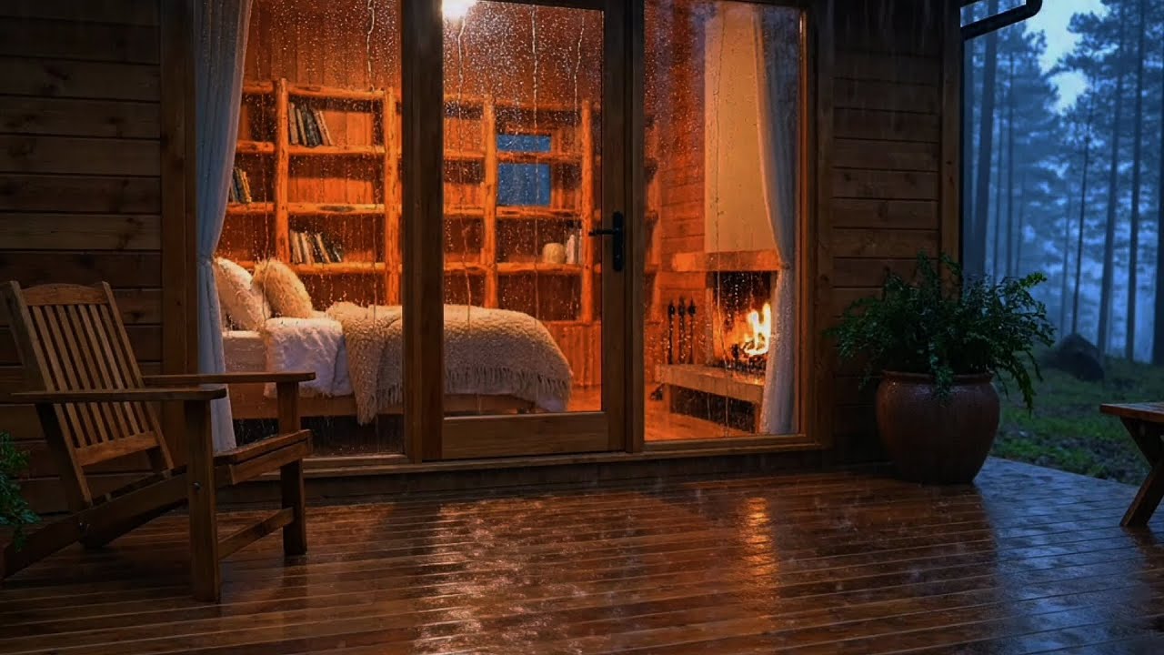 3 Hours of Heavy Rain at a Cozy Cabin 🌧️ Deep Sleep, Relaxation & Stress Relief