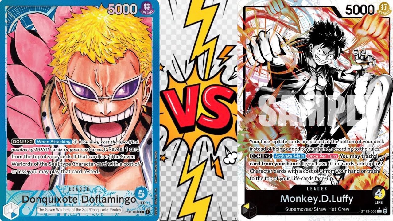 OP01 Donquixote Doflamingo Vs ST13 Monkey.D.Luffy // OPTCG // Store Tournament Gameplay OP09