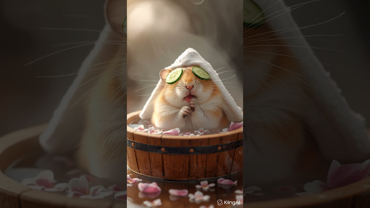 Hamster Washing Face in Flower Bath 🛁🌸 Cute Spa Routine ASMR 