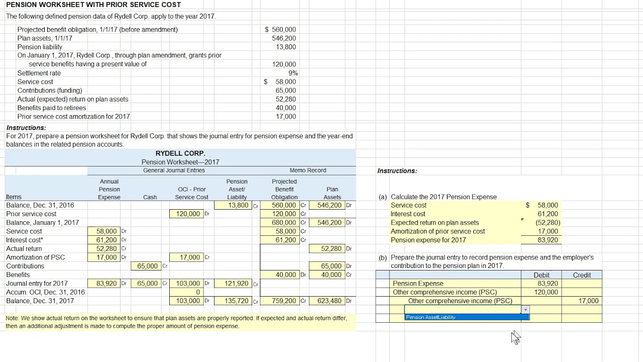 ACCT362 - Pension Plan Workshhet #2