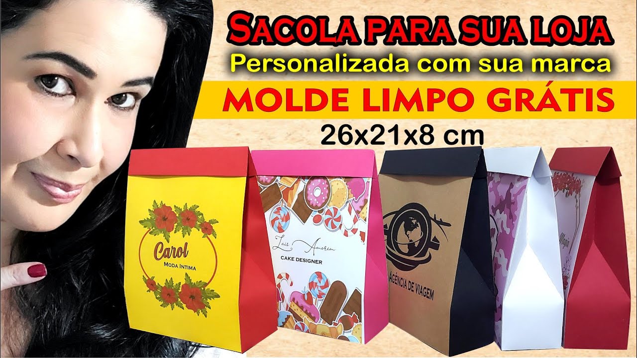 Como fazer sacola personalizada com sua marca e logo | arquivo grátis #60