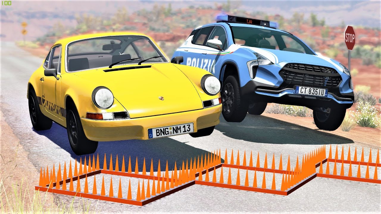 Spike Strip High Speed Crashes #40 - BeamNG Drive | CRASHdriven