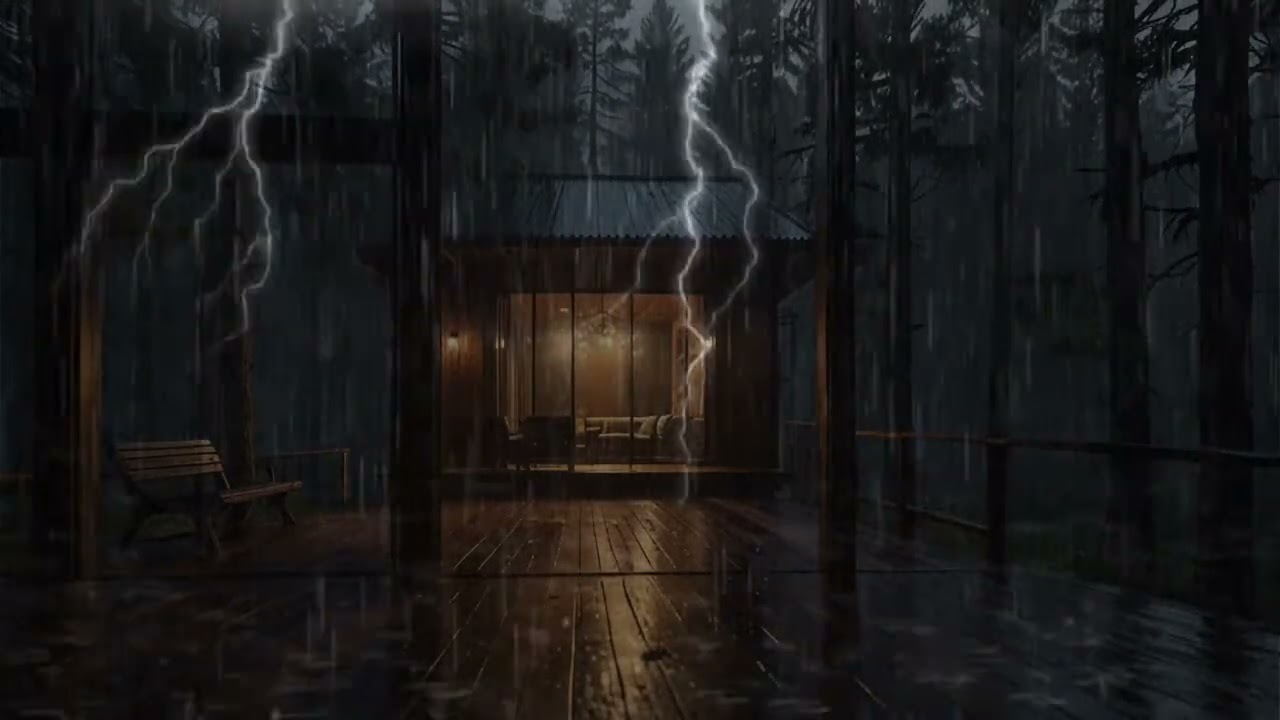 Relaxing Rain Ambience in a Warm Wooden Cabin | Sleep, Study, Focus