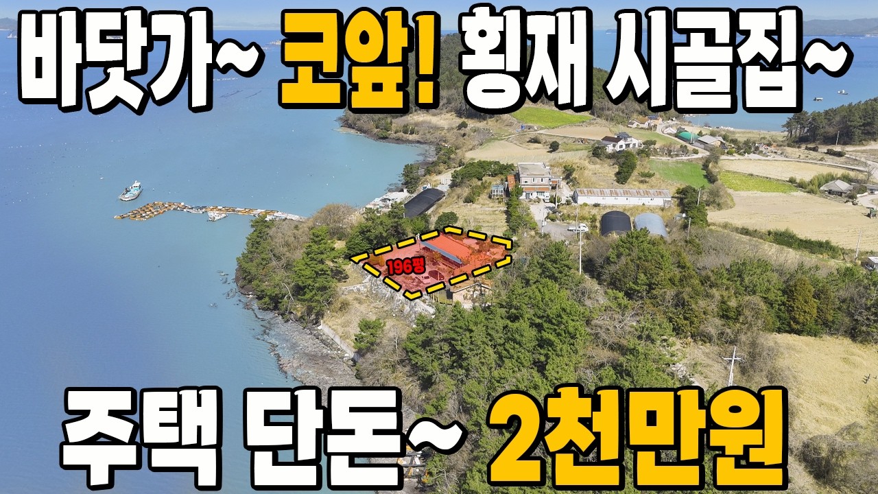 정말 초헐값~ 바닷가 전망이 뛰어난 시골 주택 매매! 주택 단돈 2천! 땅~196평