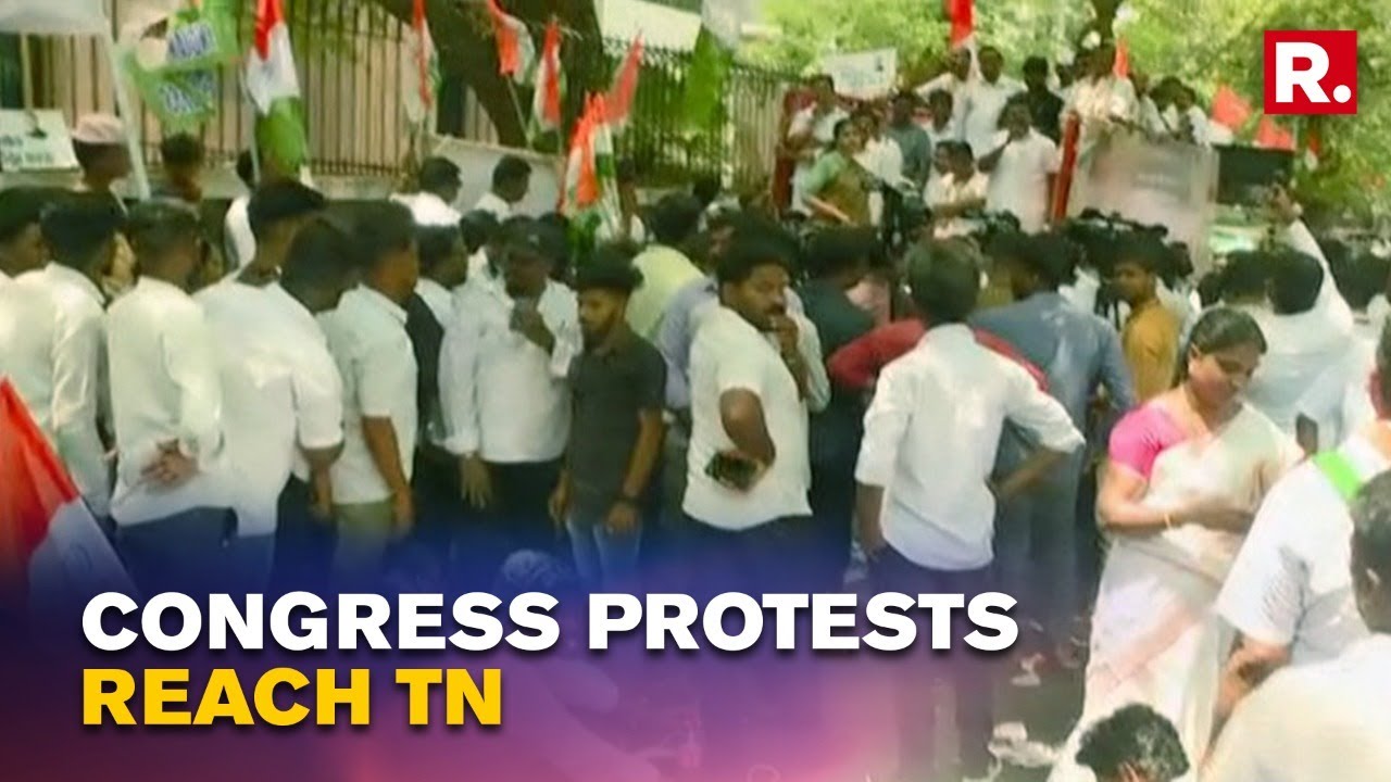 Congress Protest Reaches Chennai, Party Workers Hold Rally As ED Grills Rahul Gandhi In Graft Case