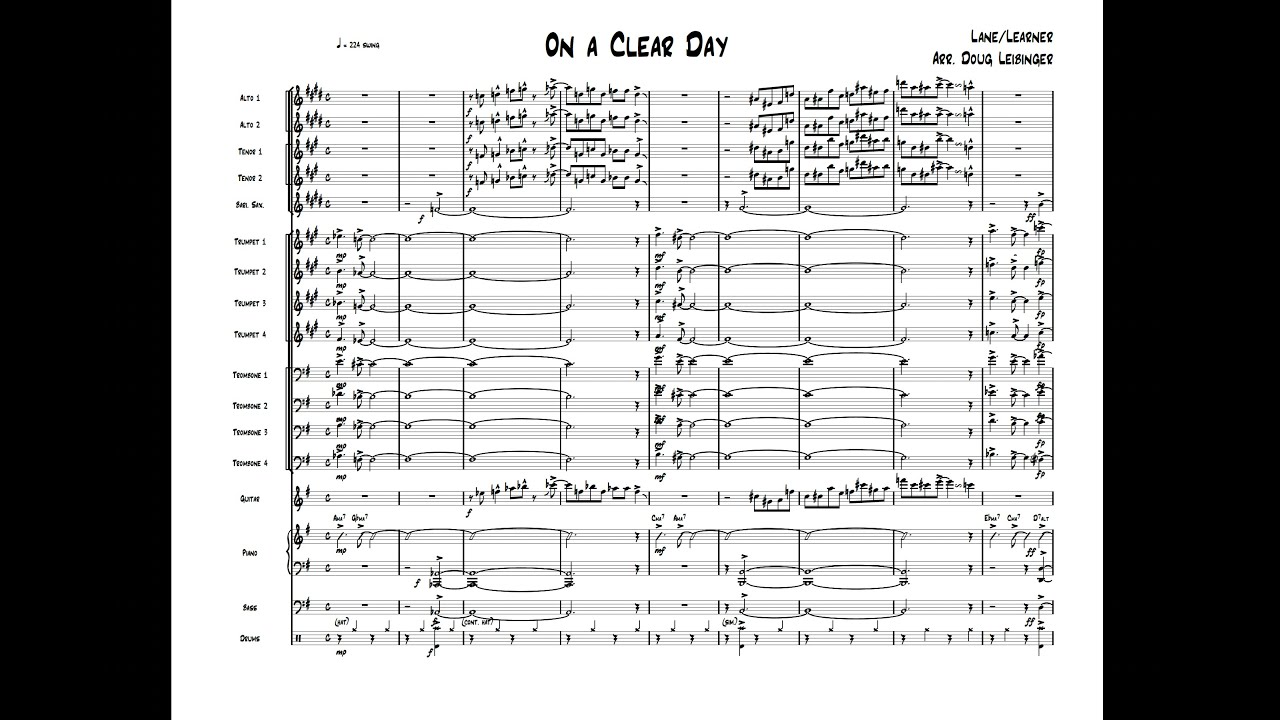 On a Clear Day - Big Band Chart - Arranged by Doug Leibinger