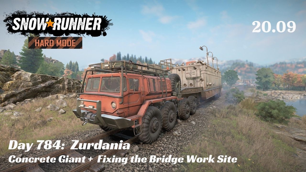 SnowRunner Hard Mode - R20 E09 - Concrete Giant + Fixing the Bridge Worksite
