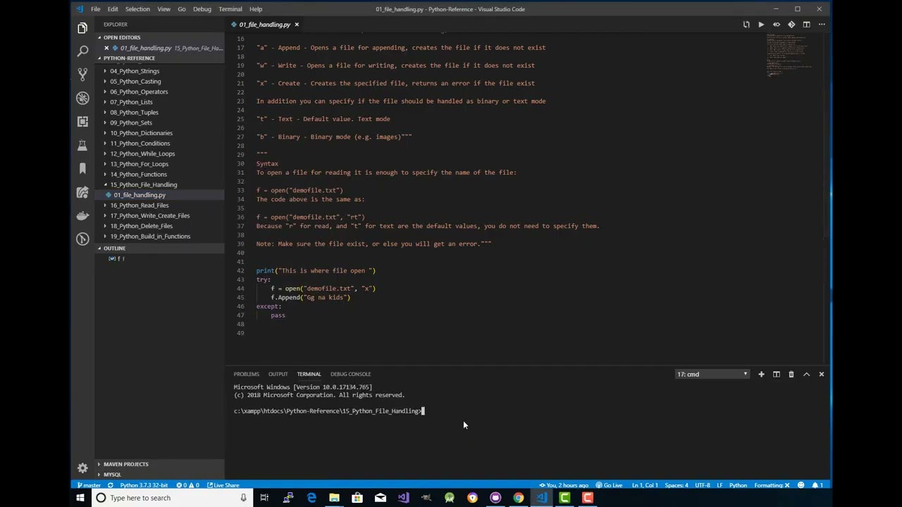 Python Reference Code Only 15 File Handling