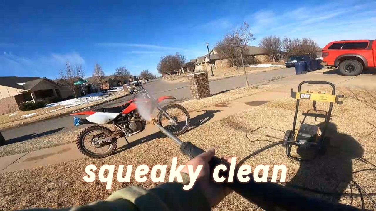 Cleaning dirt bike and ride it