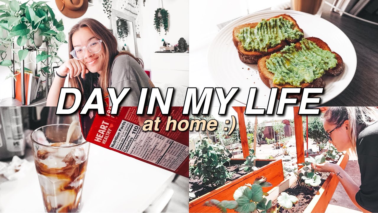 DAY IN MY LIFE AT HOME VLOG | Aesthetic Coffee/Breakfast Montage, Pool Day w/ Family, Gardens, etc!