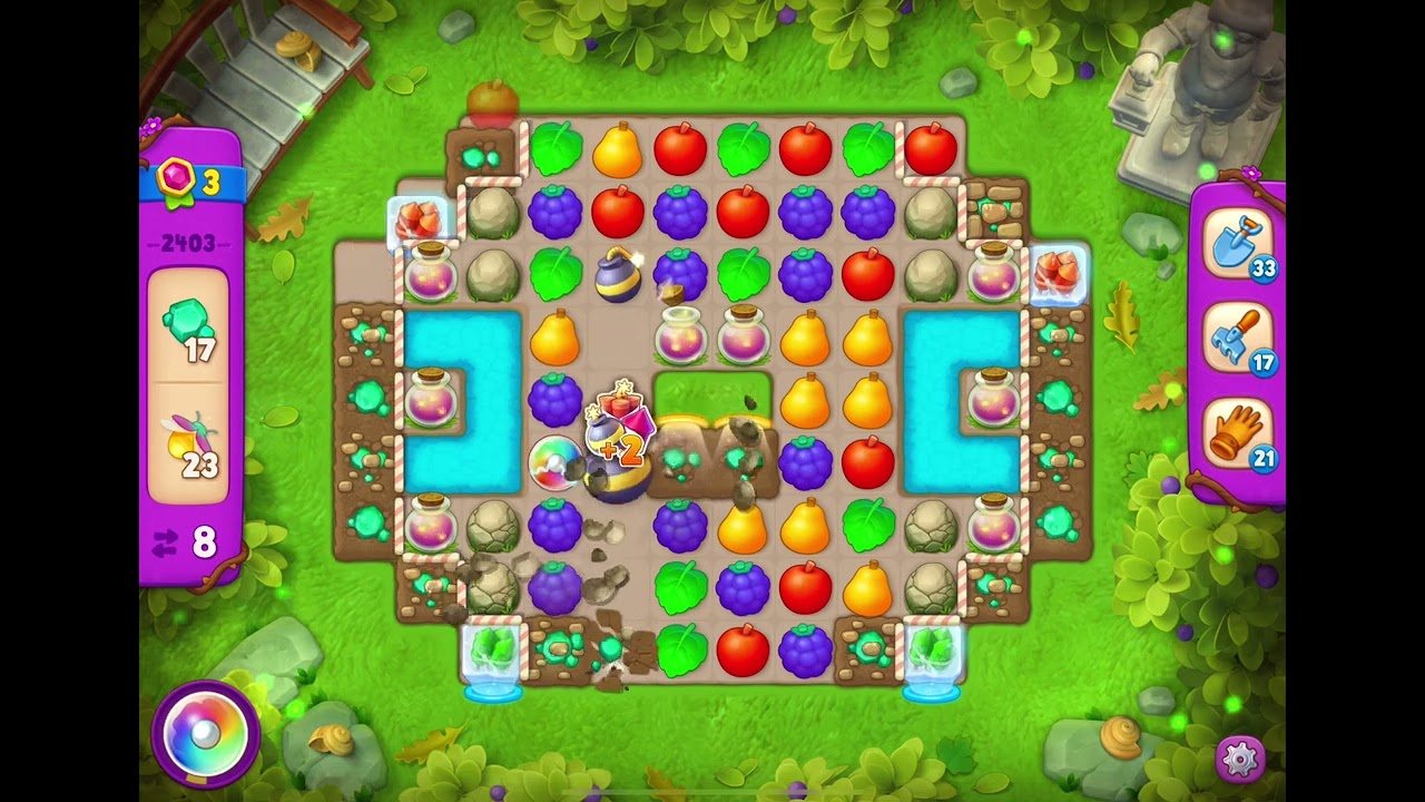 GardenScapes Level 2403 no boosters (15 moves)
