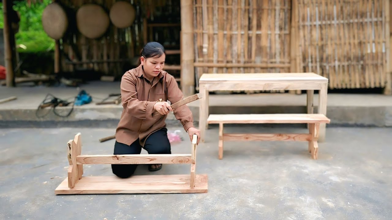 Make your own table and chairs set fromwood | How to make furniture |Triệu Ghền.