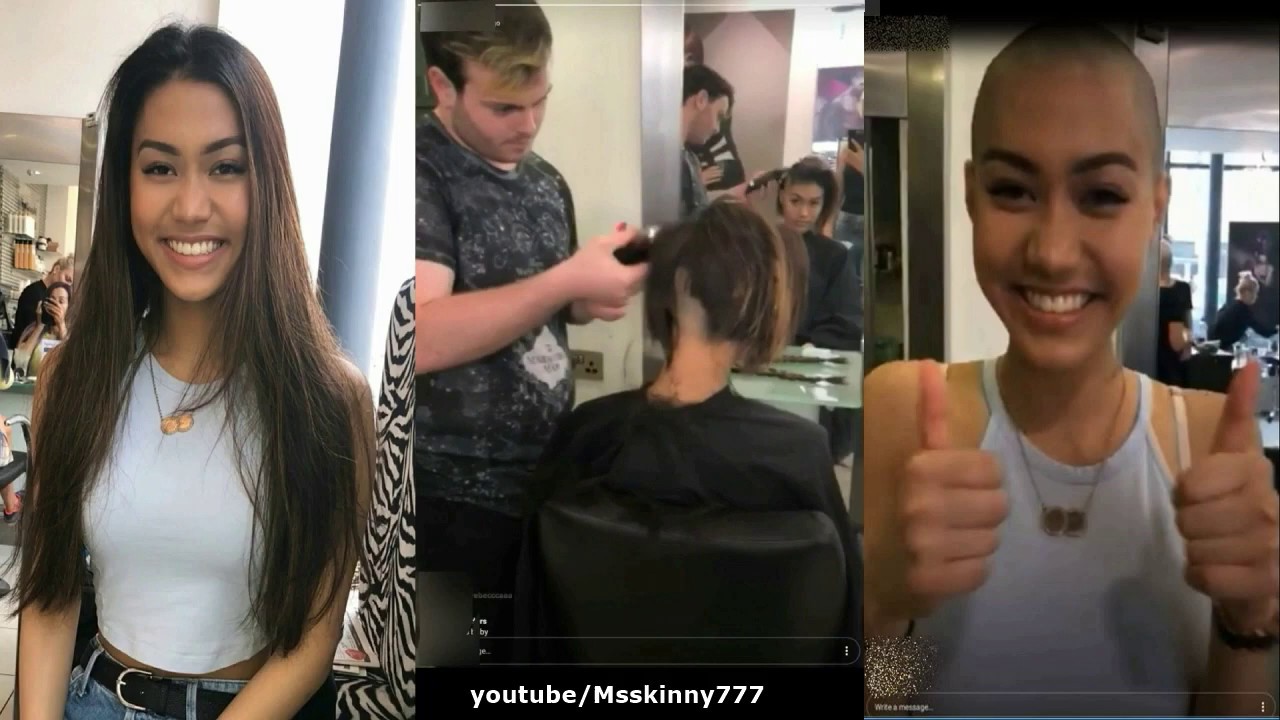 Long hair girl to full headshave