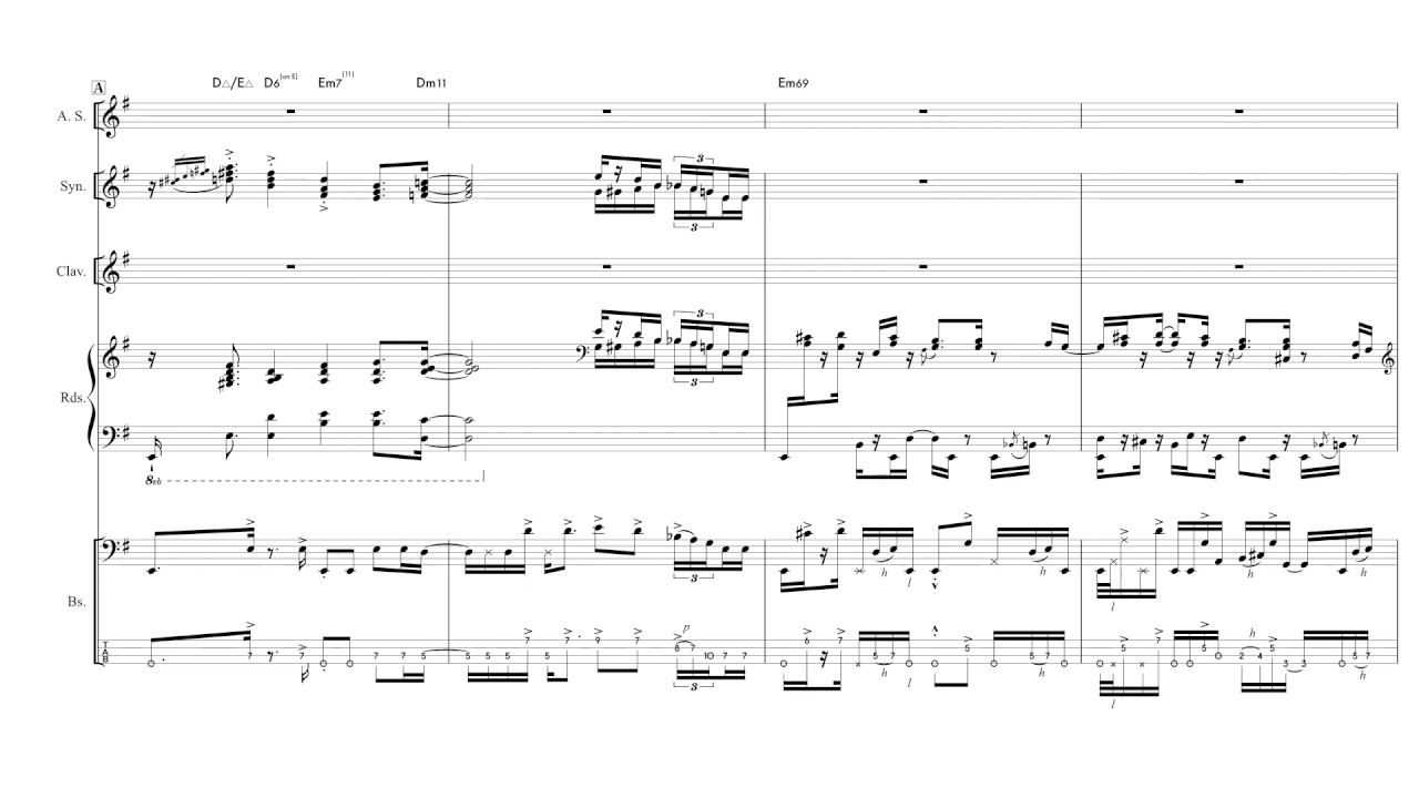 Run For Cover / David Sanborn (Music by Marcus Miller) Score【MODO BASS】