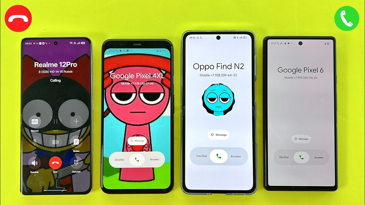 Incoming Call Google Pixel 6/4XL Vs OPPO Find N2 flip | Outgoing Call from Realme 12Pro | FAKE Calls