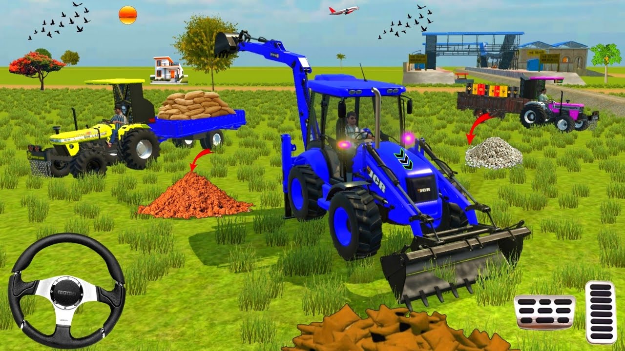 🛑JCB, SHWARAJ 🚜// SONALIKA 🚜// UPLOADING STONE 🌾SUGARCANE TROLLEY 3D GAME PLAY 