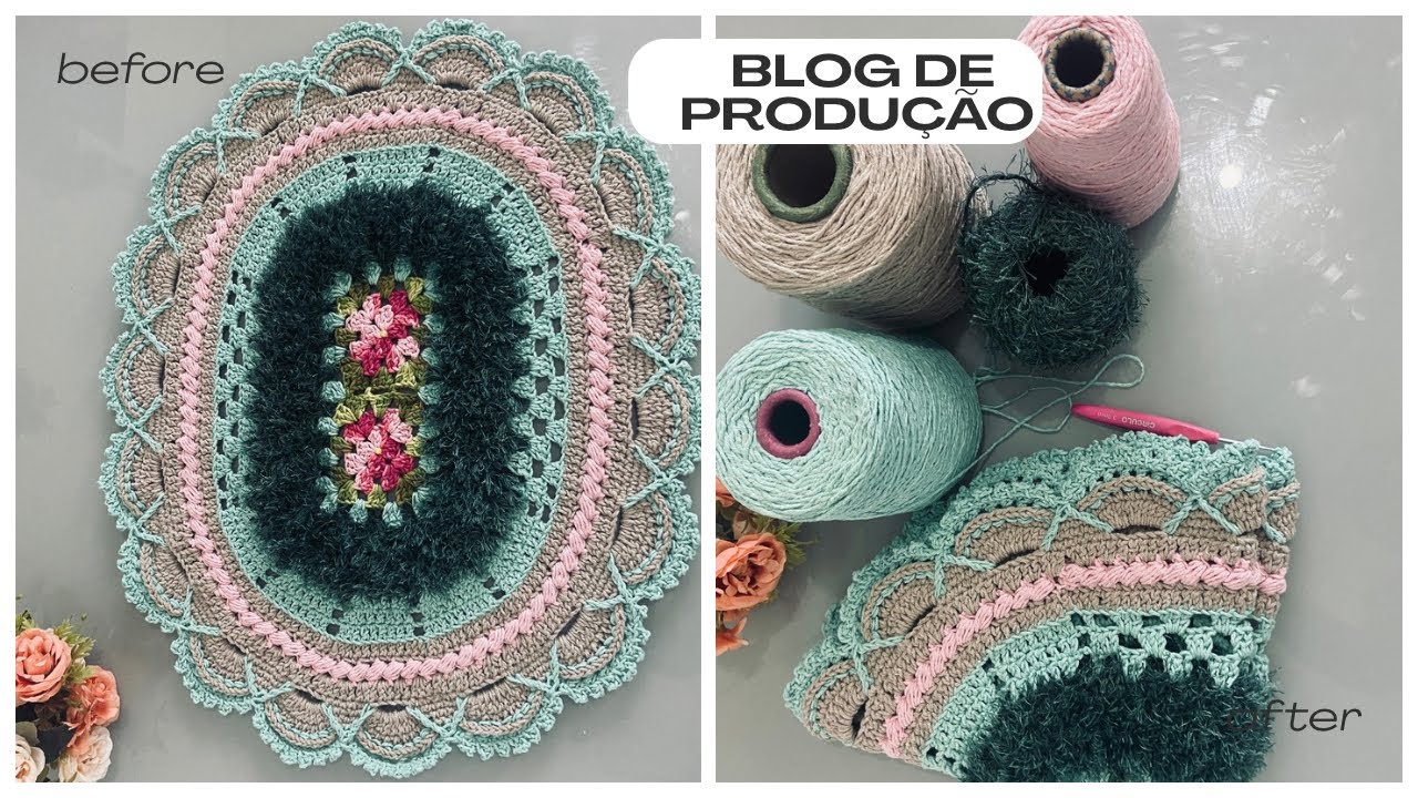Produção de tapete decore luxo#decoracaocriativa #crochêbrasil #feitoamao #artesanatobrasil 