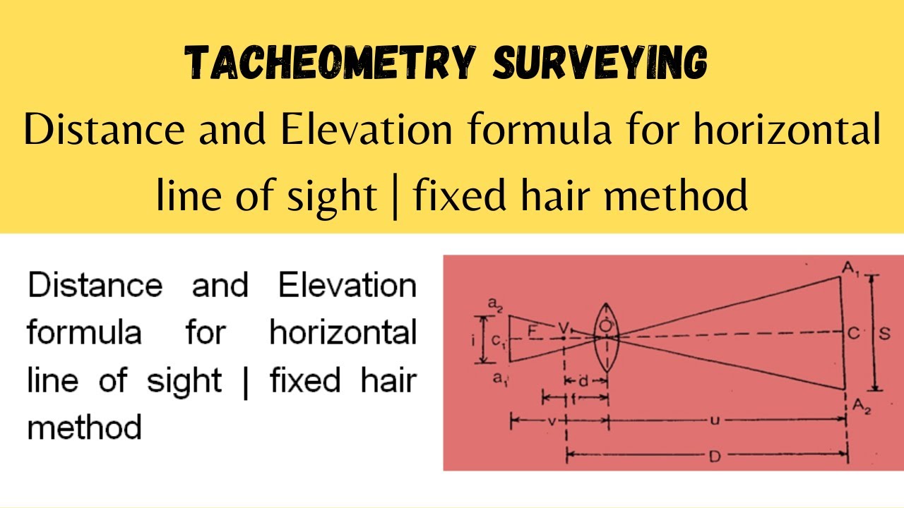 Distance and Elevation formula for horizontal line of sight | fixed hair method | Tacheometry Survey