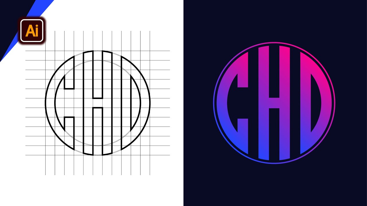 Modern Logo design with grid system in Adobe Illustrator