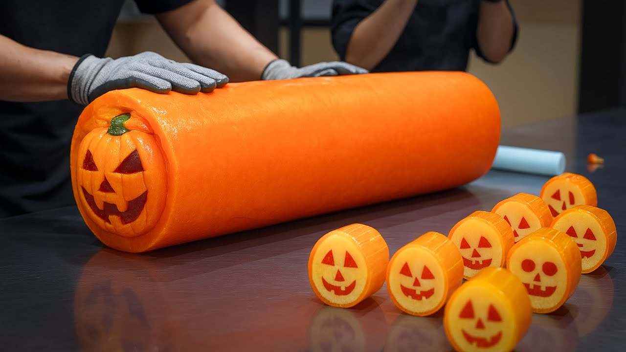 【Candy Art】Giant Halloween Pumpkin Candy with Tiny Surprises Inside! 🎃🍬