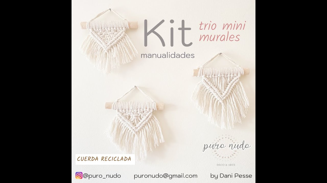 Video tutorial kit de manualidades macrame tres mini murales puro nudo