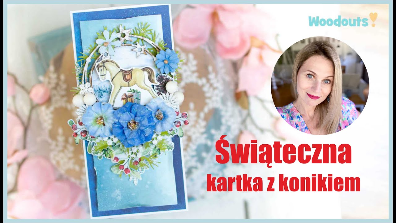 Ręcznie robiona kartka świąteczna z konikiem