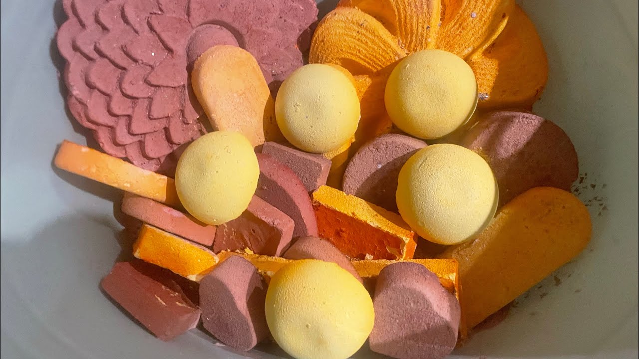 Bucket of burgundy, orange, and yellow reforms.