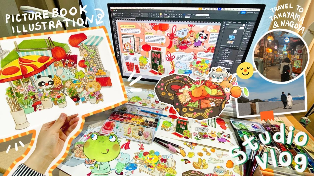 ☆STUDIO VLOG 034☆ Illustrator's Life in Japan 🇯🇵, Children's Book Art, Q&A, Takayama & Nagoya Trip
