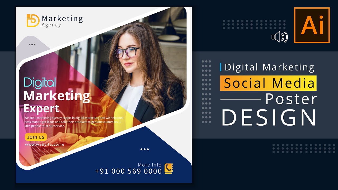 Дизайн постов в социальных сетях в Illustrator | Пост в Instagram | Пост в Facebook | Пост в Twitter
