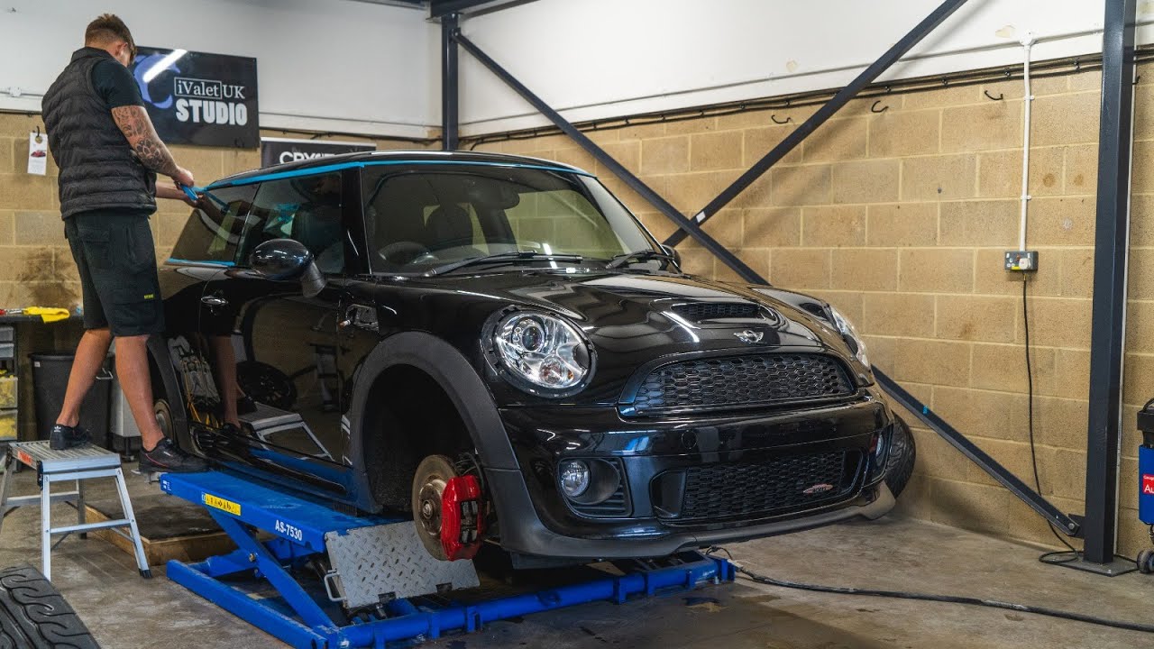2 Stage Polish, De-Chrome, Ceramic Coatings on Black JCW Mini Cooper. Epic Transformation!