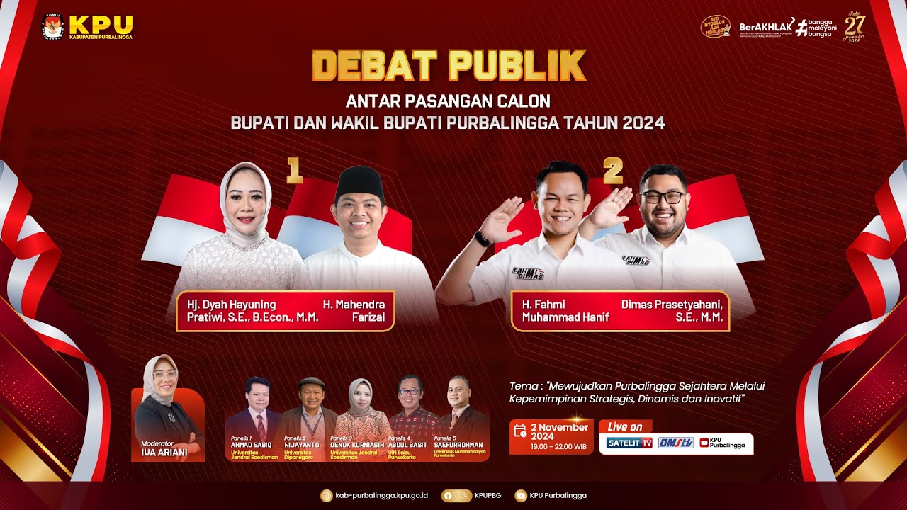 DEBAT PUBLIK ANTAR PASANGAN CALON BUPATI DAN WAKIL BUPATI PURBALINGGA TAHUN 2024