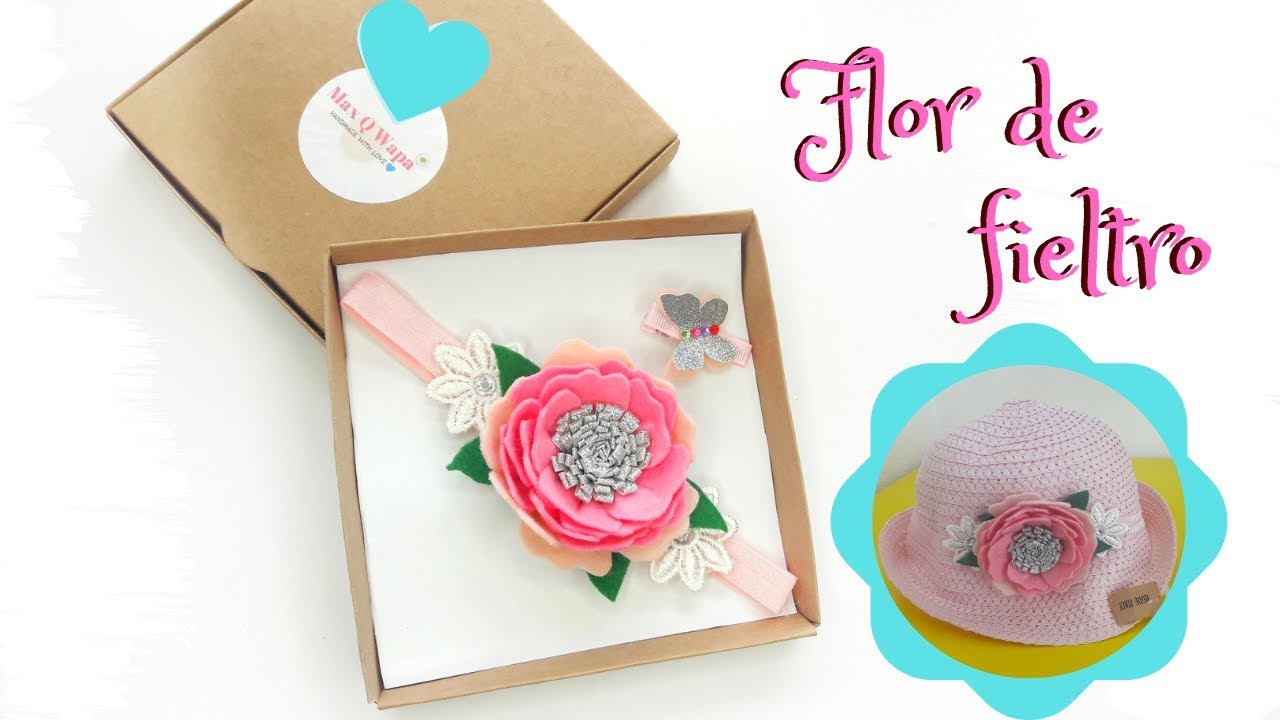 Flor de Fieltro para Diadema/ cintillos para el cabello 💙  Margari