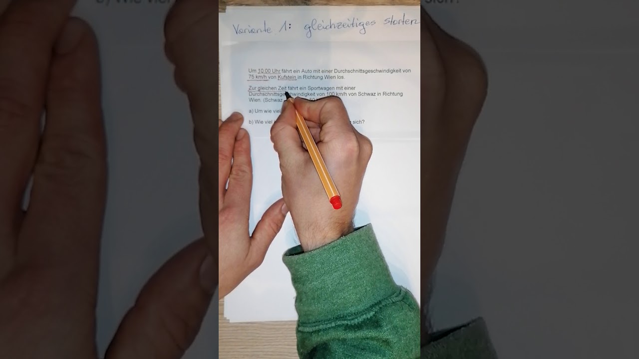 Bewegungsaufgaben Typ 2: Einholen mit örtlichem Vorsprung