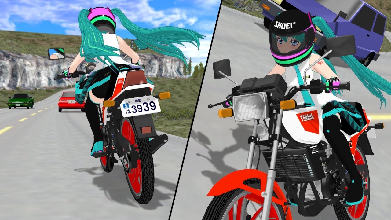 【MMD】初音ミクがバイクで郊外を走る動画
