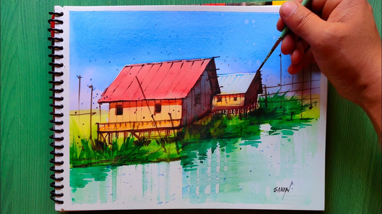 Watercolour tutorial | Watercolour landscape painting| watercolour painting for beginners