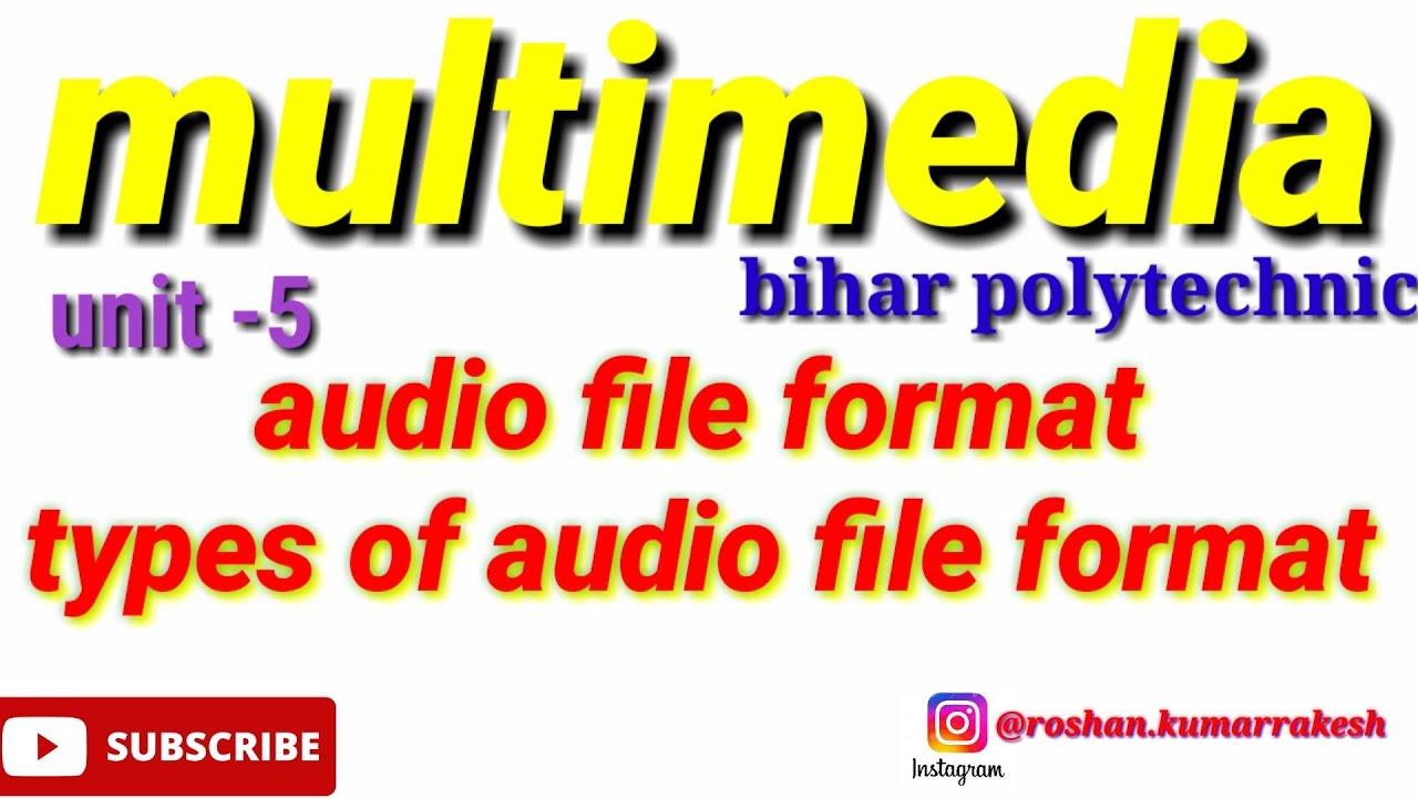 MULTIMEDIA | 6th semester | Unit -5 | Audio file format | types of audio file format |  file format