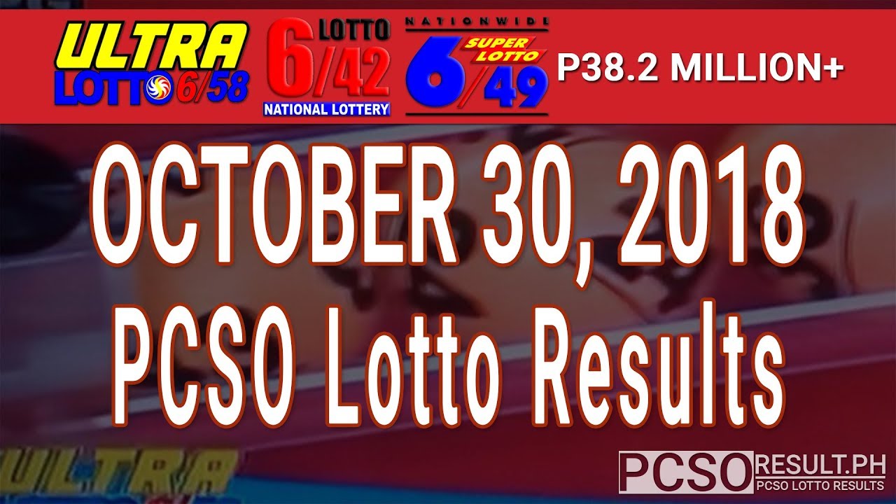 PCSO Lotto Results Today October 30, 2018 (6/58, 6/49, 6/42, 6D, Swertres, STL & EZ2)