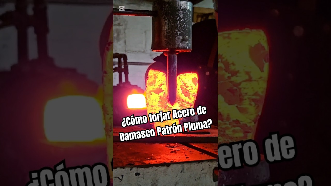 🪶Aprende c&oacute;mo forjar acero de damasco patr&oacute;n Pluma #acerodedamasco #damascussteel #cuchilloartesanal